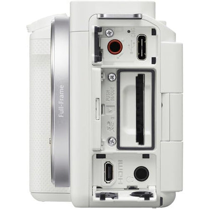 Sony ZV-E1 Mirrorless Camera (White) Advanced Accessory Bundle with 2 x 64GB SD Card, Gadget Bag, Flexible Tripod, & More - style: Essential