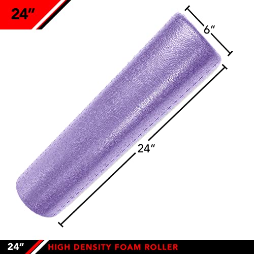 JFIT High Density Foam Roller – EPP Deep Tissue Massage Roller for Muscle Recovery, Myofascial Release & Stretching - color: Solid Purple, size: 24-Inch