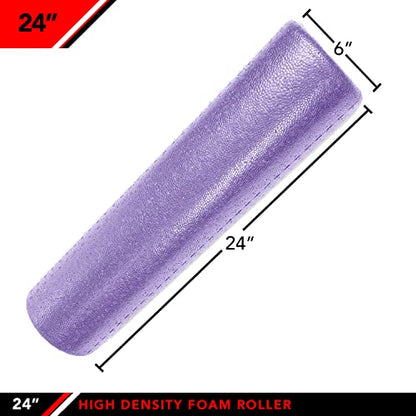 JFIT High Density Foam Roller – EPP Deep Tissue Massage Roller for Muscle Recovery, Myofascial Release & Stretching - color: Solid Purple, size: 24-Inch