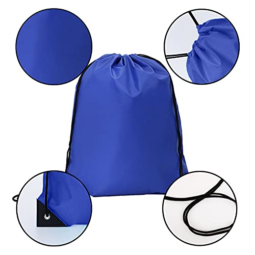 Bulk Drawstring Bags, Polyester Draw String Bags, Gym Sports Cinch Bag Drawstring Backpack for Women Men - color: Royal Blue