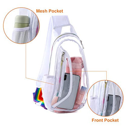 Edraco Clear Sling Sports Bag, Stadium Approved Mini PVC Crossbody Shoulder Backpack, Casual Chest Daypack for Women & Men