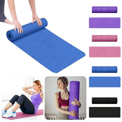 Non Slip Yoga Mat 1/5" Thick High Density Non Slip Anti-Tear Exercise Mat with Carrying Strap Hot Yoga Mat for Pilates, Workouts, Floor, Home Yoga, Stretching, Fitness, Gym - color: Pink