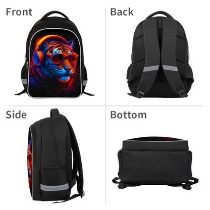 HiMagics Back To School Gifts, Animal Tiger Primary Middle School Backpack for Girls Boys - Aesthetics Teen Bookbag with Laptop Sleeve, Aesthetic College School Bag with Laptop Compartment - color: A10-tiger