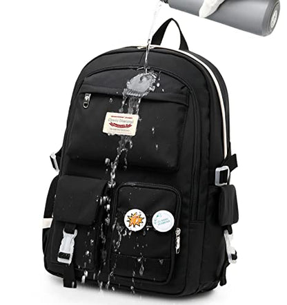 Classic Diamond School Backpack for Girls Laptop Backpack Cute Bookbag Kawaii College Backpack School Backpacks for Teens Girls Student (Black) - color: Black