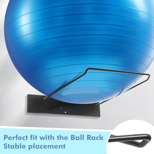 Threan Metal Medicine Ball Rack Wall Mounted 16.6'' Large Yoga Storage Ball Rack Thickened Black Sport Exercise Equipment Holder for Home Gyms Studios Space