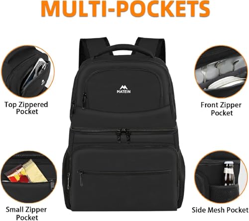 MATEIN Cooler Backpack, 26/40 Cans Insulated Lunch Backpack for Men Women - color: Black, size: 26 Cans