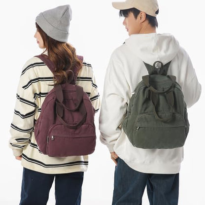MaxxCloud Unisex Casual Canvas Laptop Backpack,Lightweight Work Daypack Travel Bag,Men Women Top Handle Rucksack - color: Green