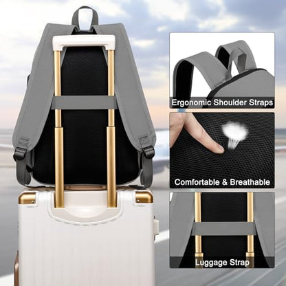 Casual Laptop Backpack,School Backpack Large Bookbag with USB for High School College Students Office Business, Grey - color: Grey, size: 15.6 Inch