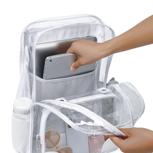 Fuyicat Clear Backpack Heavy Duty PVC Transparent Girls Kids School Backpacks Stadium Approved See Through College Bookbag for Women (White) - color: White