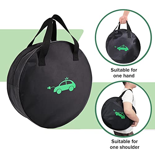 Electric Vehicle Charging Cable Organizer Bag - Heavy Duty Water Resistant Nylon Storage Bag for Jumper Cables, EV Extension Cords, Adapters, RV Sewer Pipe, Tools, Camper and Garden Hoses