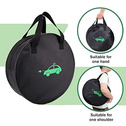 Electric Vehicle Charging Cable Organizer Bag - Heavy Duty Water Resistant Nylon Storage Bag for Jumper Cables, EV Extension Cords, Adapters, RV Sewer Pipe, Tools, Camper and Garden Hoses