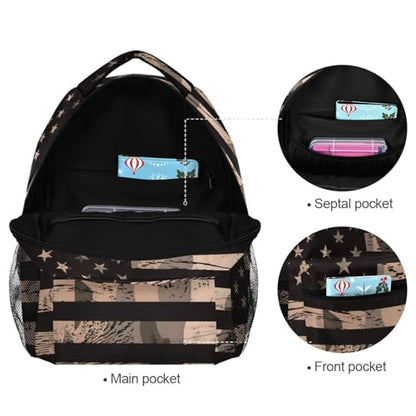 ALAZA American USA Flag Desert Camouflage Backpack Best Suitable for Under 13 Boys Kids Girls School Laptop iPad Tablet Travel School Bag with Multiple Pockets - color: Usa Flag