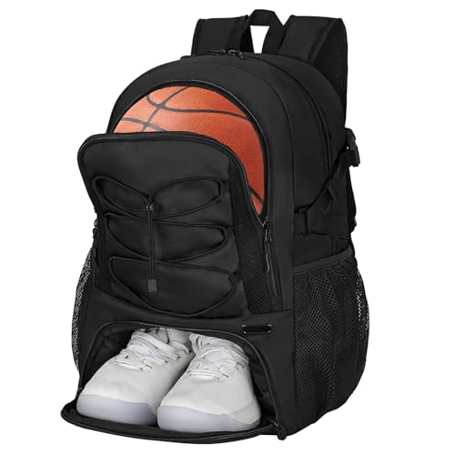 Goloni 40L Basketball Bag,Large Basketball Backpack with Ball Compartment & Shoe Compartment,Backpack for Soccer,Volleyball - color: Black