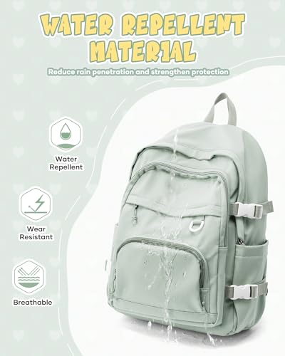 Lightweight Backpack for College & High School Backpack With Lots of Pockets Cute School Bag for Girls Boys, Large Capacity Bookbag for Women Men, Waterproof Teens Casual Daypack Backpack(Green) - color: Green