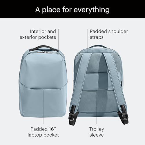 Away Amazon Exclusive The Everywhere Zip Backpack - Personal Item Airline Approved Backpack with 16” Padded Laptop Sleeve, Water Bottle Pocket, Interior and Exterior Pockets - Sky Blue - color: Sky Blue