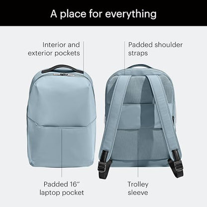 Away Amazon Exclusive The Everywhere Zip Backpack - Personal Item Airline Approved Backpack with 16” Padded Laptop Sleeve, Water Bottle Pocket, Interior and Exterior Pockets - Sky Blue - color: Sky Blue