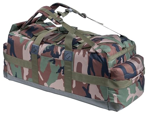 Large Military Duffle Bag Backpack Tactical Field Gear Equipment Duffel Bag Army Deployment Bag 85L - color: DW Camo