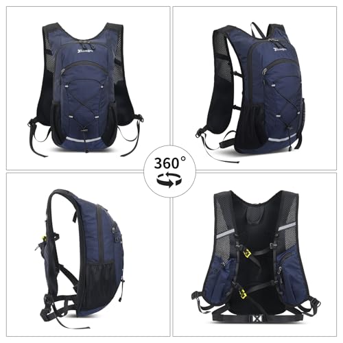15L Small Hiking Backpack Lightweight Hydration Backpack for Men Women, Warterproof Hiking Daypack for Travel Cycling - color: Dark Blue