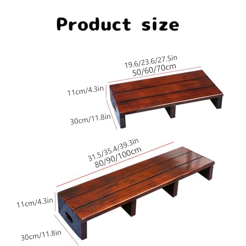 Wooden Platform, Indoor Wooden Step Stool with Non Slip Pads, Step for Outside, Stepping Platform for Adults & Elderly, No Assembly Required, Safety Stepping Stool for Bathroom, Kitchen, Bed(60 - size: 60x30x11cm