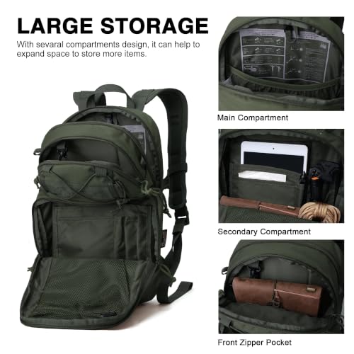 Mardingtop 15L Tactical MOLLE Hydration Backpack – Small Military Bag for Motorcycle, Hiking, Riding, Biking & EDC Daypack - color: Ranger Green
