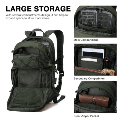 Mardingtop 15L Tactical MOLLE Hydration Backpack – Small Military Bag for Motorcycle, Hiking, Riding, Biking & EDC Daypack - color: Ranger Green