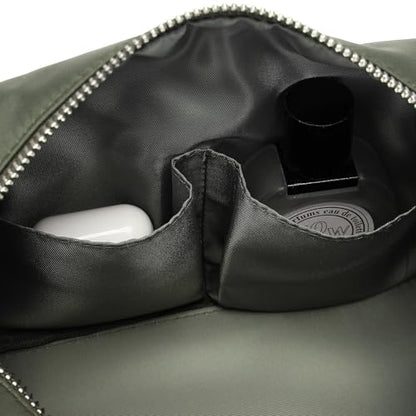 Organizer Bag Lightweight Cosmetic Bag with Ring Clasp Perfect Travel Makeup Bag for Women nylon Stand Up Design (Army Green/Nylon) - color: Army Green/Nylon