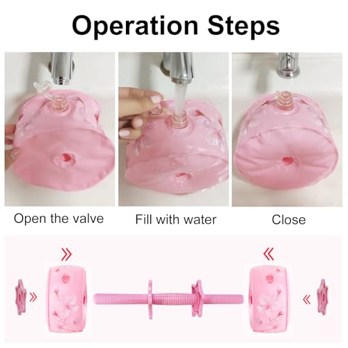 Travel Weights Water Filled Dumbbell Set of 2,6LB Hand Weights for Women at Home Gym Exercise Training - color: Cherry Blossom