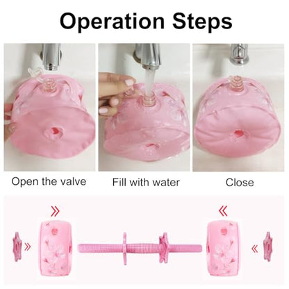 Travel Weights Water Filled Dumbbell Set of 2,6LB Hand Weights for Women at Home Gym Exercise Training - color: Cherry Blossom