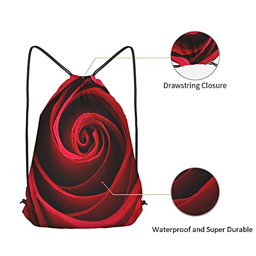 Red Rose Drawstring Bags Backpack Bag Floral Blossom Aroma Romantic Beautiful Elegant Natural Plant Pattern Sport Gym Sack Drawstring Bag String Bag Yoga Bag for Men Women - color: Multi-a31