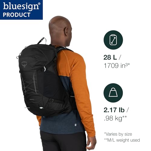 Osprey Hikelite 28L Lightweight Hiking Backpack - Durable Travel Daypack with Rain Cover for Men and Women, Chameleon/Black, S/M - color: Chameleon/Black, size: Small-Medium