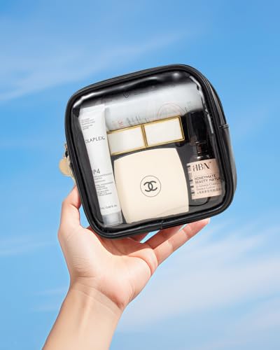 LETGO Clear Sunscreen Bags For Beach Pool,Waterproof Mini Sun Bag Travel Toiletry Makeup Bag,Travel Beach Pool Summer Essentials SPF Bag For Women Girls(Mini Black) - color: AA-Mini-Black
