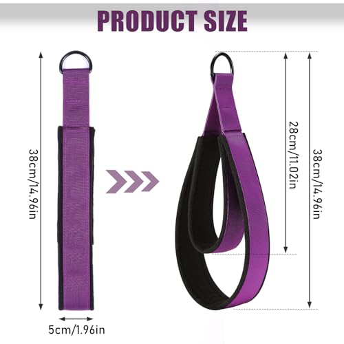 TOBWOLF Pilates Straps - Double Loop D-Ring Straps for Reformer, Padded, Home Gym Workout - color: Purple