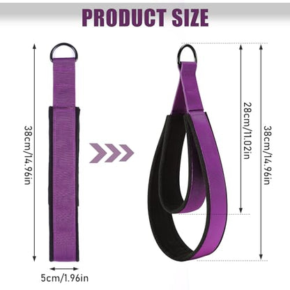 TOBWOLF Pilates Straps - Double Loop D-Ring Straps for Reformer, Padded, Home Gym Workout - color: Purple