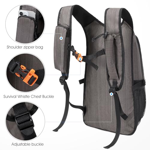 Small Hiking Backpack, 15L Lightweight Travel Backpack with Phone Pocket, Hiking Daypack for Women Men(Oxford, Brown) - color: Oxford Brown