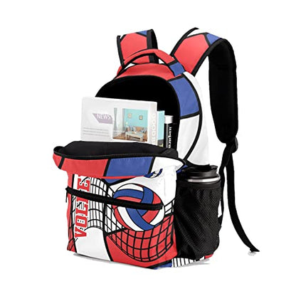 Personalized Volleyball Blue Red White Waterproof Backpack with Name Text for Women Men Gift - color: Backpack 19