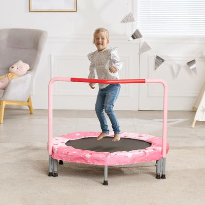 VEVOR 36" Kids Trampoline, 3FT Indoor Outdoor Trampoline, Foldable Mini Trampolines with Handle, Rebounder for Toddlers, Birthday Gift for 3+ Years Children, Boys Girls for Fun, Red