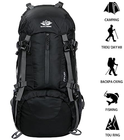 Esup 50L Hiking Backpack Men Camping Backpack with rain cover 45l+5l Lightweight Backpacking Backpack Travel Backpack - color: Black