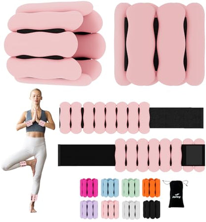 Ankle and Wrist Weights for Women & Men, Adjustable Arm & Leg Weights Set of 2 (1 lb/2 lb Each) Soft Silicone Weighted Bands Weighted Bracelet for Pilates Yoga Dance Walking Running Swimming Water Pool Home Gym Fitness Workout Jogging Gymnastics Aerobics