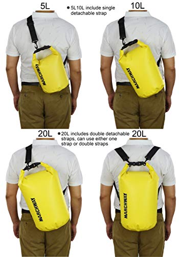 MARCHWAY Floating Waterproof Dry Bag Backpack 5L/10L/20L/30L/40L, Roll Top Sack Keeps Gear Dry for Kayaking, Rafting, Boating, Swimming, Camping, Hiking, Beach, Fishing - color: Lemon Yellow, size: 5L