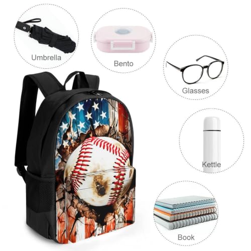 Baseball Backpack, Durable Polyester Daypack with Laptop Compartment, Reinforced Bottom, Adjustable Shoulder Straps And Multi Pockets for Travel And Daily Use - color: Baseball
