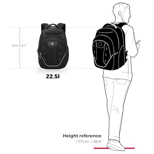 Swissdigital Design Large Travel Backpack For Men, TSA-Friendly Business Laptop Backpack, USB Charging Port，RFID Protection Tech Backpack Fits 15.6Inch Laptop Black/Green | J16BTF-21 - color: Black/Green