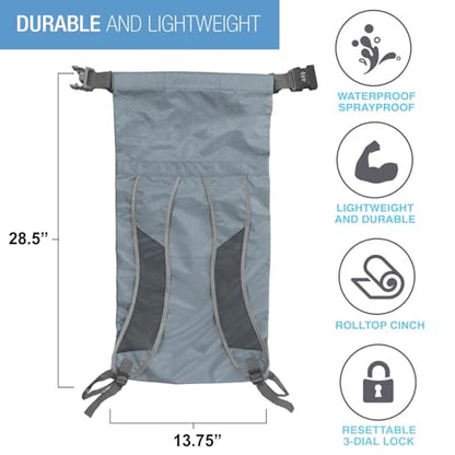 Lewis N. Clark WaterSeals Locking Backpack | Waterproof Bag | Anti-Theft Combination Lock | For Men & Women | Gray - color: Gray