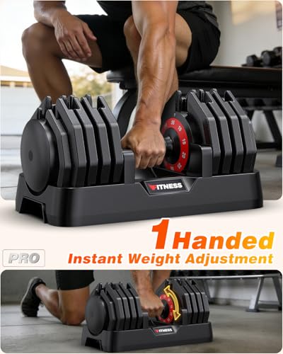 Rendpas Adjustable Dumbbells Set of 2, 5-in-1/10-in-1/16-in-1 Quick-Lock Hand Weights 25/55/80 lbs Pair, Anti-Slip Handle Free Weights Set for Home Gym Strength Training for Men Women - color: Pro-55LBS Pair-10 Weights