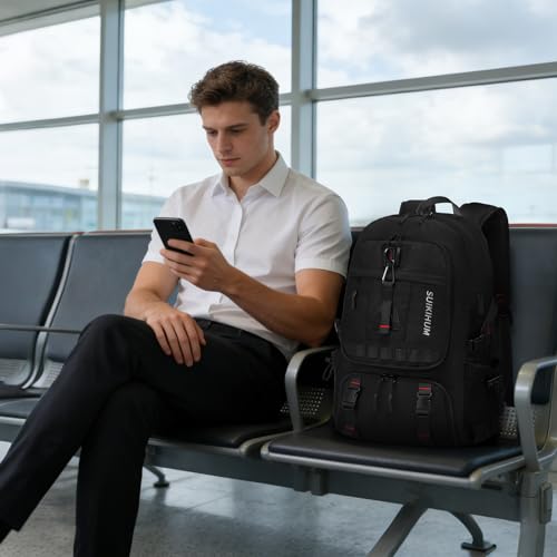 Travel Backpack 35L TSA Approved Carry on Backpack with Shoe Compartment & Wet/Dry Separation, Laptop Bag Fits 18.4 Inch Computer, Water Resistant Backpack for Men Women, Black - color: Standard Black