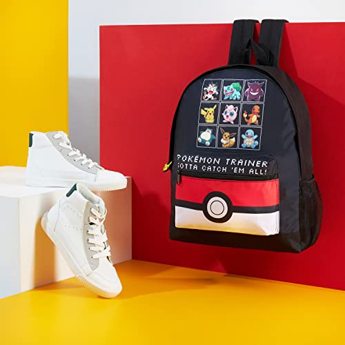 Pokemon Backpack for Kids Teens Boys Girls Pikachu Anime Bookbag Daypack Bag School Sports Gifts for Kids (Black/Red) - color: Black/Red