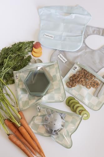 Tiny Twinkle Diaper Bag Organizing Pouches|3 Pack Mess-Proof Clear Front Travel Organizer Bags&TSA Approved Toiletry Bag Set for Baby and Mom Essentials - color: Sage Checkers