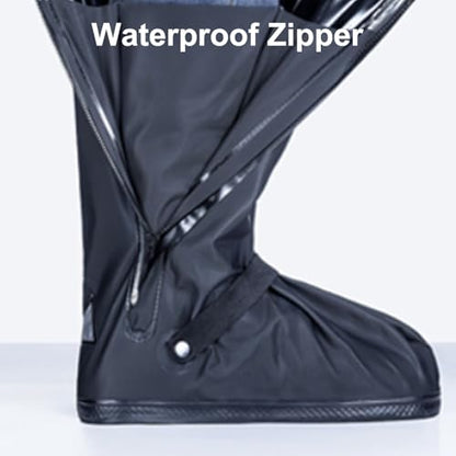 Waterproof Shoe Covers, Reusable & Foldable Rain Boot Shoe Cover with Zipper, Non-Slip, Reflector, Men Women Rain Gear, Black - size: Medium
