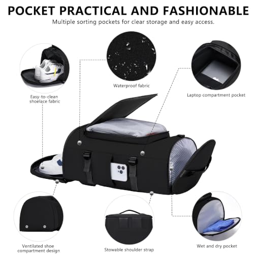 MIYCOO Gym Bag for Men Women with Shoes Compartment - Duffle Bag, Travel Backpack, Sports Backpack, Weekender Overnight Bag with Wet Pocket - Black - color: Black -Style2