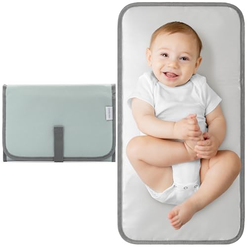 Comfy Cubs Baby Changing Pad Compact Size - Waterproof Diaper Changing Mat with Cushioned Pillow - Soft & Lightweight, Foldable Design for Travel - Stylish Design for Boys and Girls - Earth Green - color: Earth Green, size: Compact