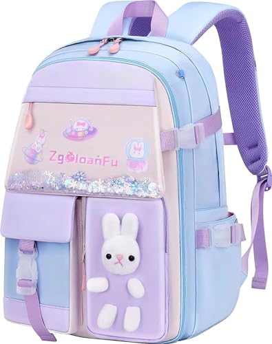 Girls Backpack, Kids Backpack for Girls School Bunny Student Backpa,Kawaii Book Bag for Elementary Primary School Kindergarten Elementary Preschool Middle - color: Pink Bunny Backpack